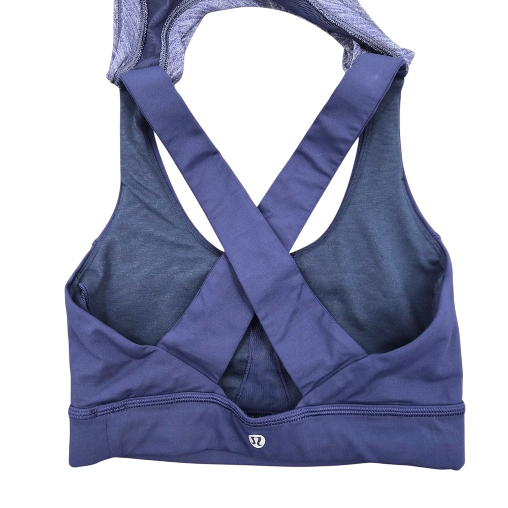 Lululemon 2-in-1 Tank Top Built-in Sports Bra Blue Heather Mesh Back Size 4 - Picture 4 of 7